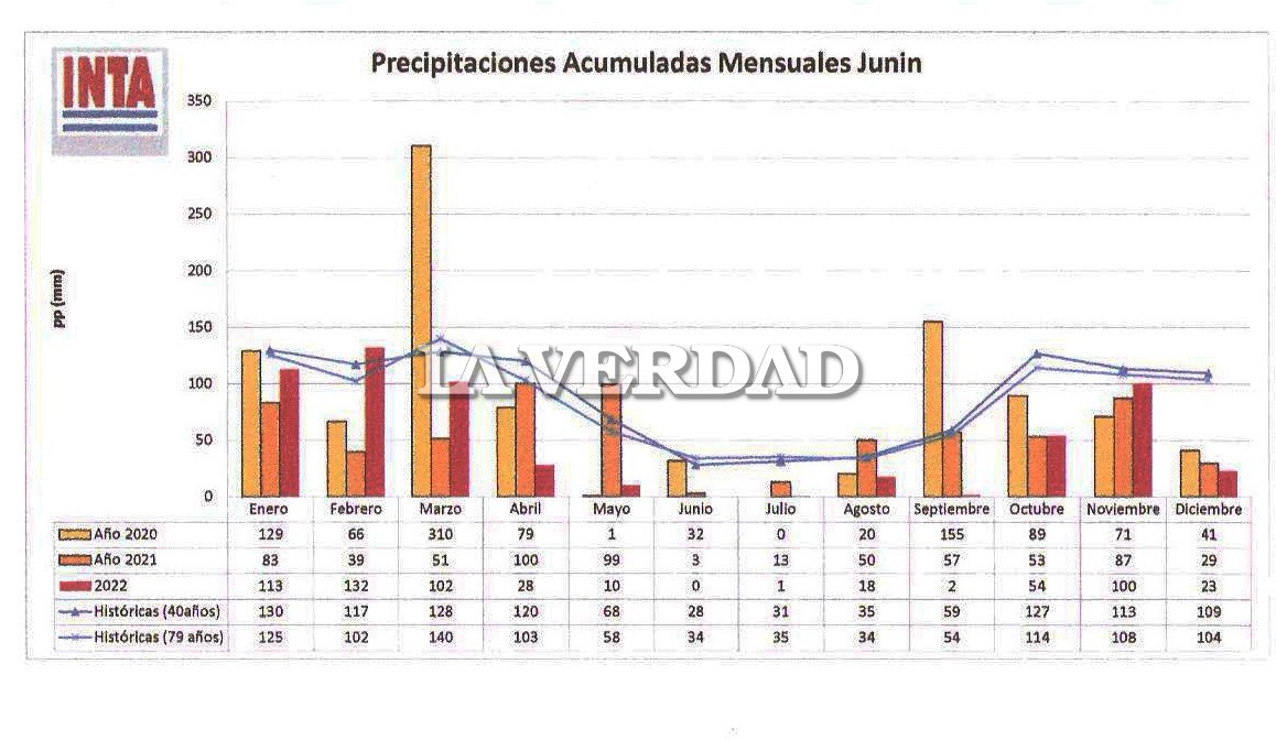 Durante todo el 2022 llovieron en Junín apenas 580 milímetros