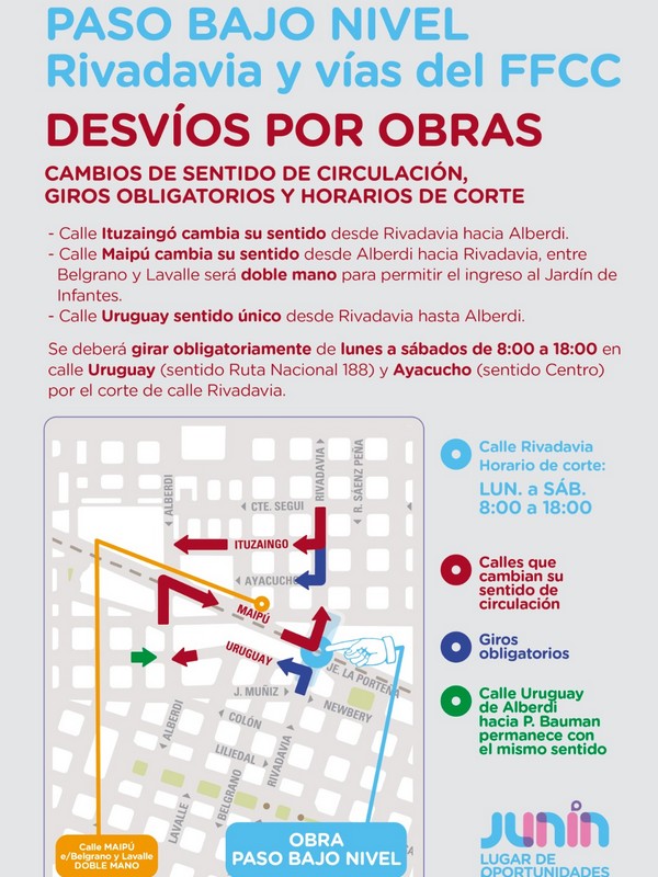 Cambios en el sentido de calles, semáforos y desvió en la línea verde del transporte público