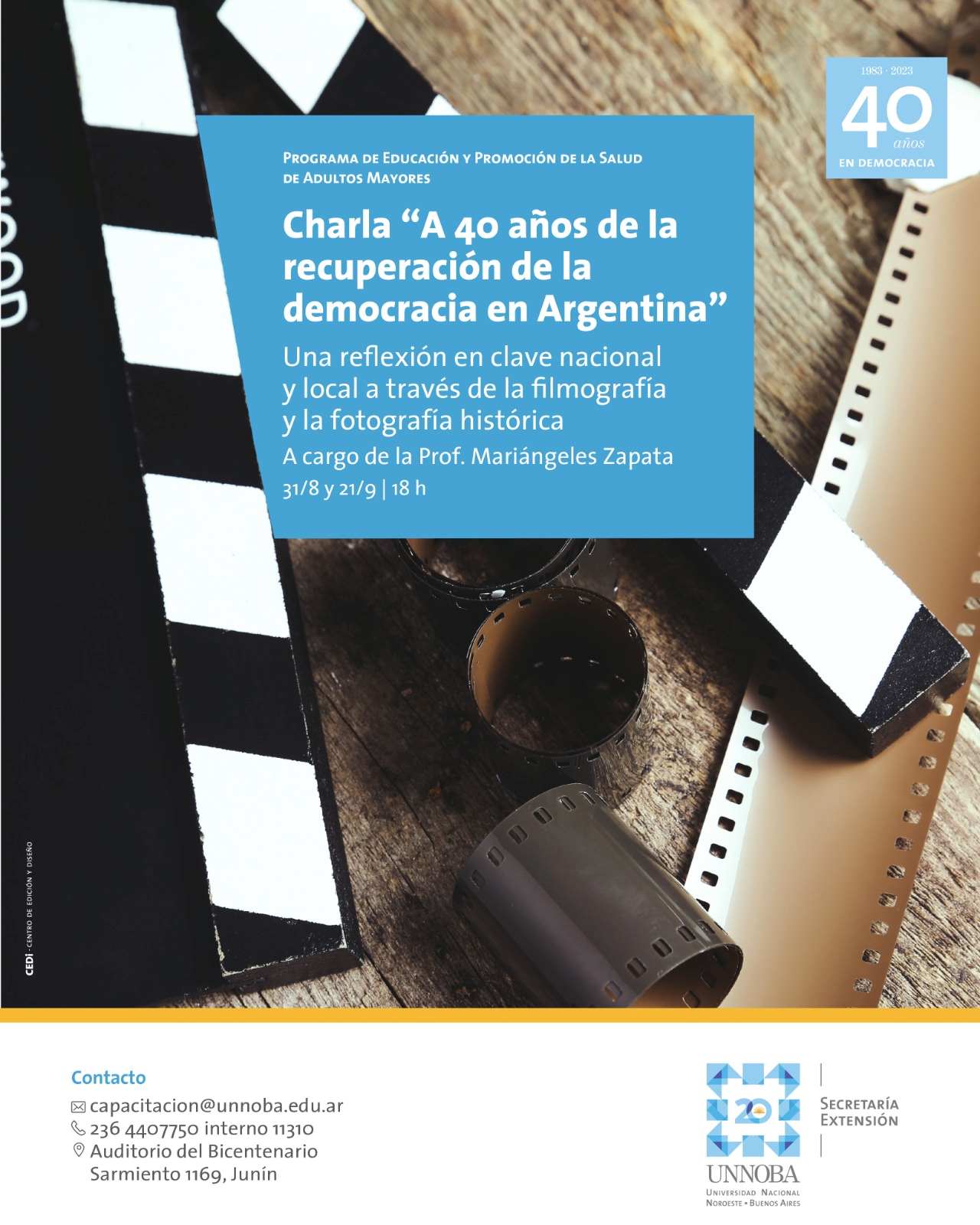 Cine en el PEPSAM por los 40 años de la democracia
