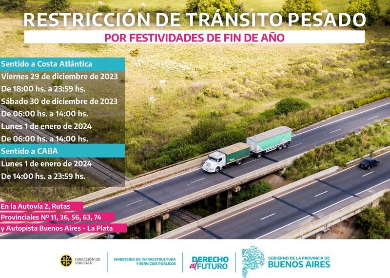 Restricción de camiones por festividades de Fin de Año