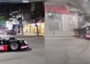 Marcos Di Palma, a los trompos con un auto en Pergamino