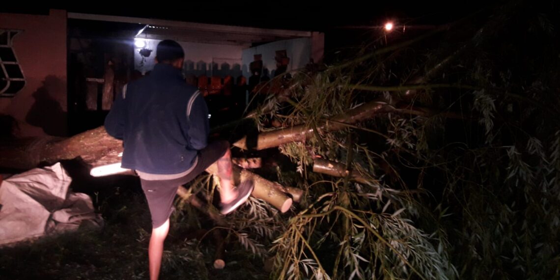 Trabajos de Defensa Civil tras la tormenta de ayer