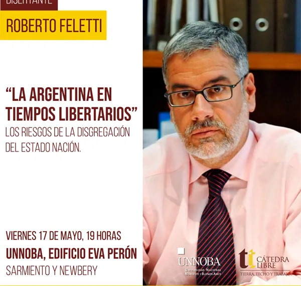 Roberto Feletti llega el próximo viernes a Junín