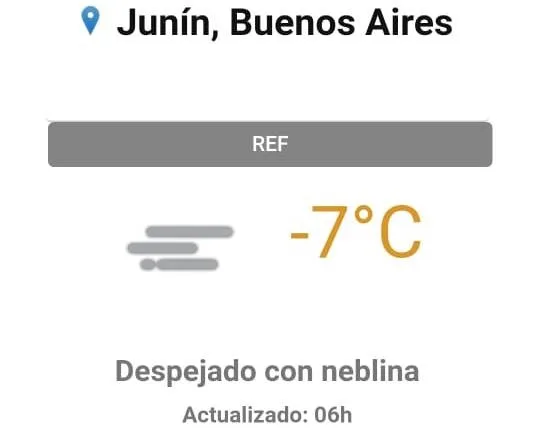 La mínima en Junín llegó a los -7 grados
