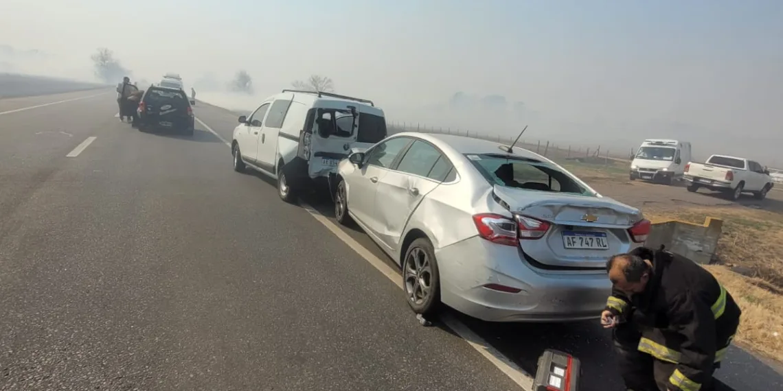 Nueve vehículos involucrados en una colisión en Ruta 7