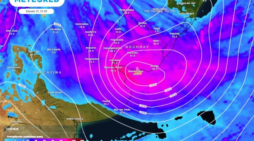 Santa Rosa llegará con tormenta, lluvias, vientos e inundaciones en el Río de La Plata
