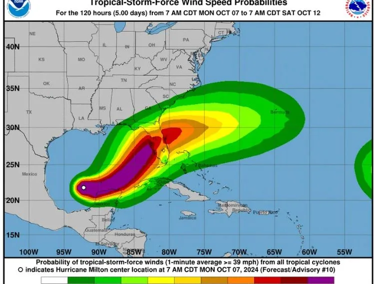 El huracán Milton se acerca a las costas de México y Florida