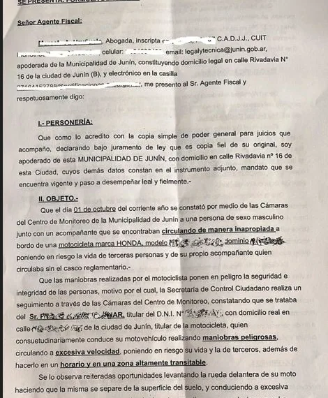 La Municipalidad avanza con denuncias penales contra partícipes de picadas