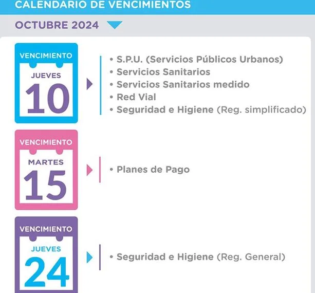 Vencimiento de Tasas Municipales en el mes de octubre