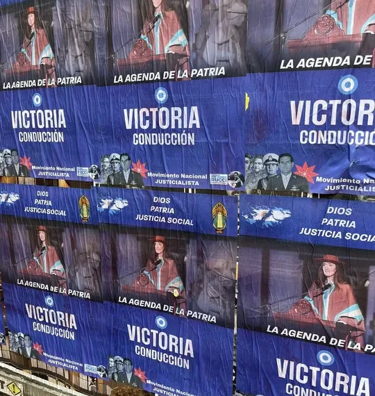 El Congreso amaneció empapelado con afiches de Villarruel: «Victoria conducción»