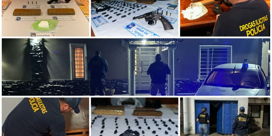 Dos personas detenidas, un prófugo y secuestro de armas ,marihuana y cocaína
