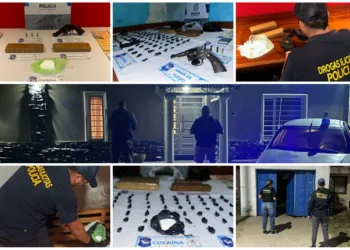 Dos personas detenidas, un prófugo y secuestro de armas ,marihuana y cocaína