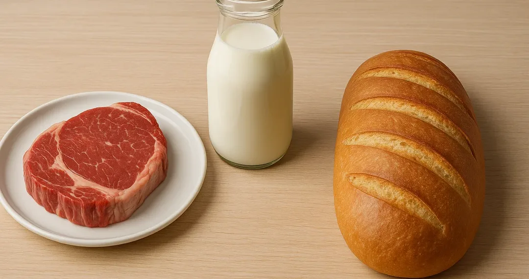 Con mayor peso nacional, la carga impositiva supera la ganancia en el precio de la carne, el pan y la leche