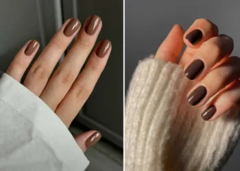 Uñas cortas marrón expresso: el tono que se viene