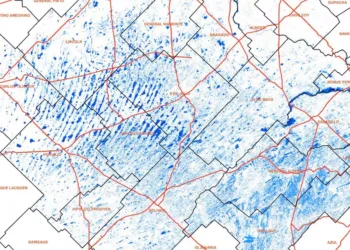 Campos de la región bajo el agua