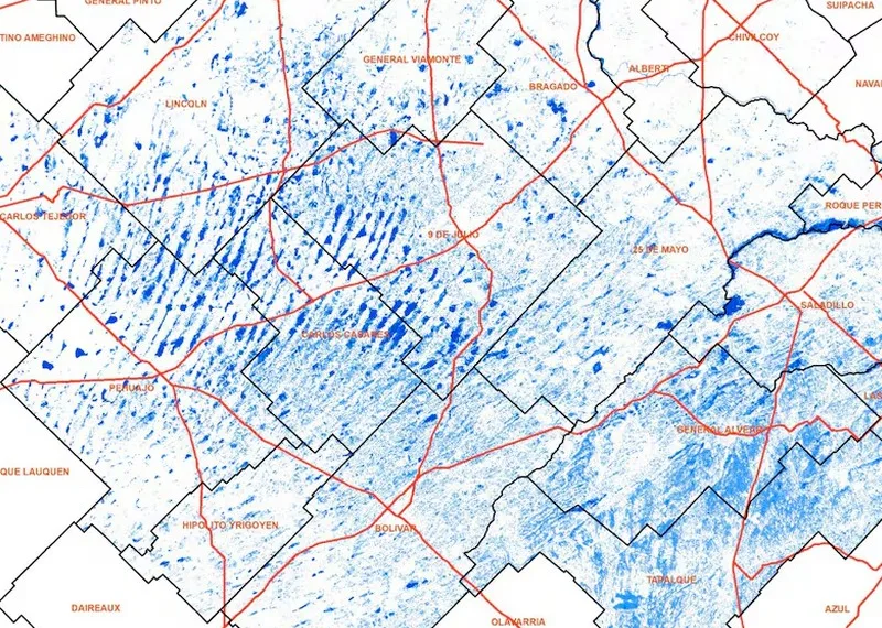Campos de la región bajo el agua