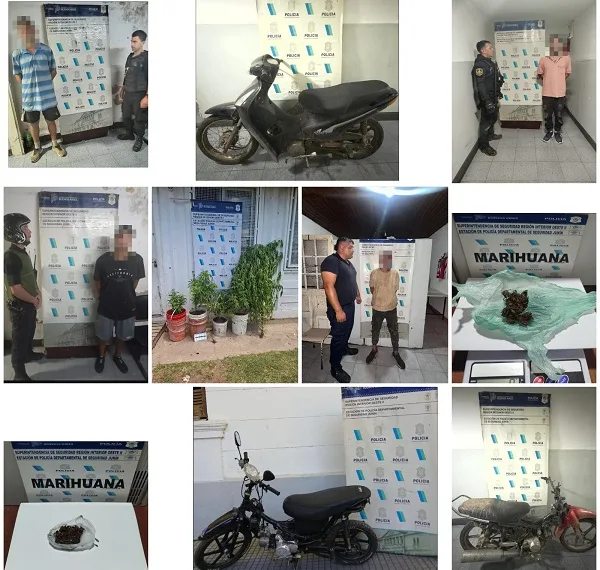 Aprehendidos por robo, droga incautada y motos secuestradas