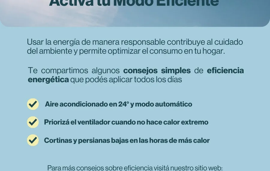 Eficiencia energética: EDEN brinda recomendaciones  para un uso responsable de la energía eléctrica