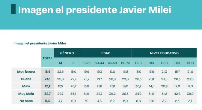 Crece la imagen negativa de Milei, pero la oposición no logra canalizar el descontento