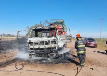 Se incendió un camión en Ruta 7 y Camino a Las Parvas