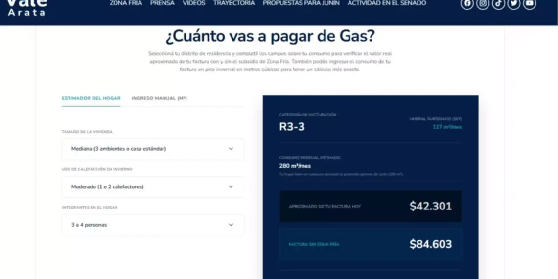 Arata presentó un simulador para calcular el impacto de la quita del subsidio por Zona Fría