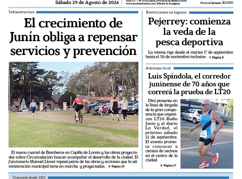 Sábado 29 de agosto de 2026